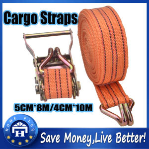 【Local delivery】 8M 10M Heavy Duty 2T Adjustable Ratchet Tie Down Cargo Lashing Belt with Hook Cargo Straps For Luggage Strap Tali Tow Strap Carigo-Belt-Orange