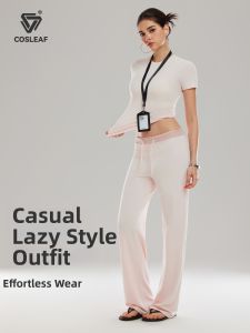 COSLEAF | Elastic Round Neck Breathable Summer Womens Fitness Set