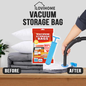 [LOCAL SELLER] FREE Pump + Vacuum Bags Travel Storage for Clothes Reusable Bags Compression Packing For Clothes Clothing Travel with Pump Singapore Set Extra Large Foldable Organizer Laundry Wardrobe Cabinet Ziplock Sealer Organiser Luggage 真空压缩袋