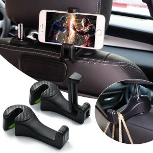 Multifunction Headrest Car Hook with Phone Holder Back Seat Hanger Phone Mount For Bag Handbag 通用2合1汽车座椅挂钩