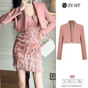 ZYHT EraVogue Womens Autumn and Winter New Pink Short Tops French Slim Suit Small Jacket 20699
