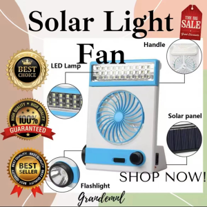 3-in-1 Solar Power Rechargeable LED Light Fan
