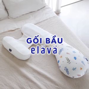 Elava Combo gối bầu đa năng chữ H nâng đỡ toàn thân mẹ bầu 100% bông Huvis kháng khuẩn