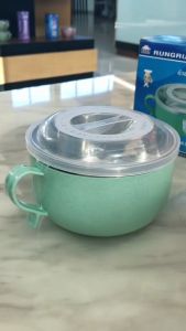 RRS ถ้วยใส่อาหาร ชามใส่อาหาร เก็บความร้อน-เย็น พร้อมฝา มีหูจับ ขนาด 15 CM. สีเขียว NEW