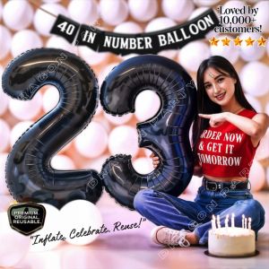 Number Balloons 40 inches: Big Black Premium Quality for Your Happy Birthday Party Needs - 0-9 Decorations That Stand Out!