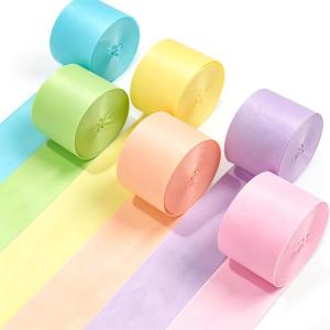 6Pcs Pastel Crepe Paper Streamers Rolls Colorful Rainbow Ribbon for Birthday Wedding Party Backdrop DIY Craft Decor