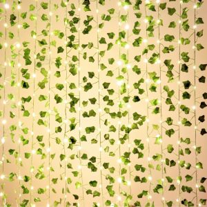 2/4/6/8/10M Green Leaf String Lights Artificial Ivy Vine Fairy Light Wedding Party Decoration Home Room Decor Wall Plant Wreath