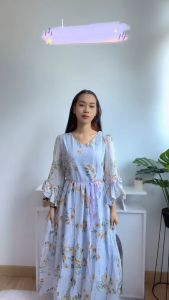 [Basica Moda] 96670 Gaun Dress Maxi Wanita Myra Motif Floral Chiffon Import