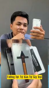 Kính Cường Lực Iphone Magicbox Black Arrow có khung tự dán | tự hút bụi | có màng bảo vệ loa