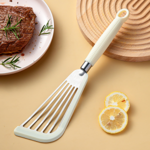 Stainless Steel Heat-Resistant Fish Spatula with Silicone Edgefor Nonstick CookwareCook Frying Turning Foods