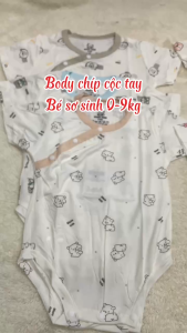 Body bé sơ sinh cộc tay body bé trai bé gái sơ sinh Chất vải thun lạnh cao cấp cực mềm mại mát cúc cài chéo bé từ 0-9kg