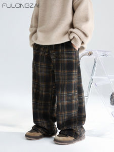 Quần Dài Ống Đứng Kẻ Caro Dày Dặn Cho Trẻ Em Mùa Thu Đông Quần Dài Cotton Polyester Nylon Thường Ngày Cho Bé Trai Và Bé Gái