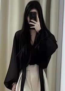 XUECAIQI | Plus Size Flattering Slimming Set 2 Pieces Black Shirt and Trousers