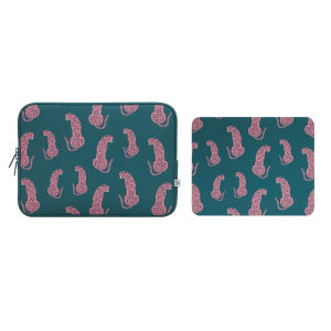 Cute Pink Leopard Laptop Sleeve for Women 13 13.6 15 Inch Notebook Case Aesthetic Slim Protective Bag for MacBook with Mouse Pad