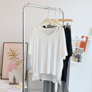 Stylish ~ Soft V Neck Modal T-shirt Womens Summer Thin Loose Short-Sleeved T-shirt Split Sports Tops