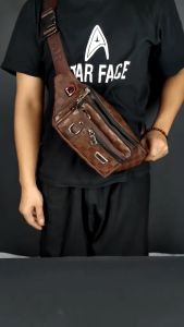Tas Selempang Bahu Polo Amstar Kulit PU Waistbag Tas Pinggang Pria Wanita Waterproof