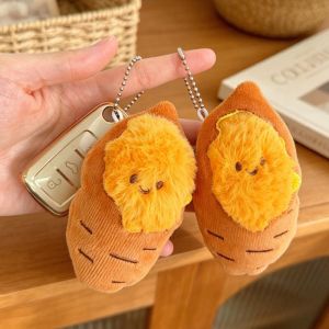 5Pcs Cartoon Baked Sweet Potato Pendant with Metal Clasp Polyester Fiber 10.5cm Cute Gift for Kids Friends