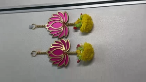 Traditional Handmade Wall Hanging for Home Decor | Pooja Room Door Entrance Lotus and Parrot hangings for Diwali Home Decoration Pooja | Set of 2 pcs