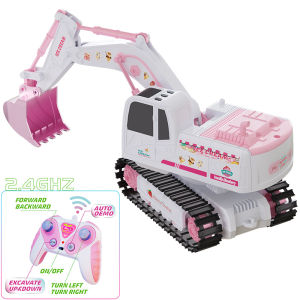 Kids Remote Control Excavator Crawler Engineering Vehicle Toy Excavator Young Adult Heart Pink Romantic Little Boy and Girl Electric Toy Car