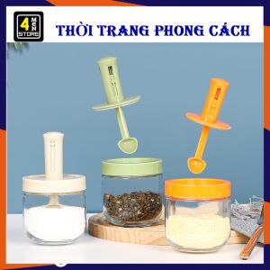 Hũ Đựng Gia Vị Có Thìa Nắp Đậy Kín Chống Ẩm Chống Bụi Tiện Lợi - Lọ Gia Vi Thủy Tinh Kèm Muỗng Điều Chỉnh Dài Ngắn Thông Minh