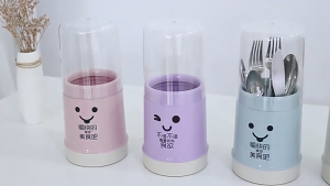 Kitchen Flatware Organizer - Dustproof Chopstick Holder Cylinder Toothbrush Holder Spoon & Fork Drying Rack CF006