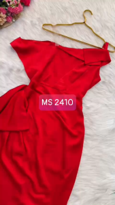 MyDu Shop | Đầm Lụa Cát MS 2410 – Bé Sam Lai Xéo Dún Eo Một Bên Xinh Xắn