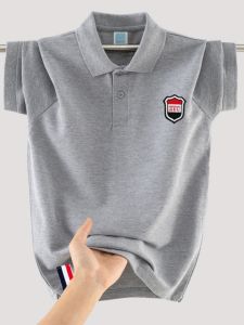 Boys Polo Shirt Pure Cotton Loose Childrens 5-10-15 Years Old Summer Boys and Girls Youth Lapel Short Sleeve T-shirt