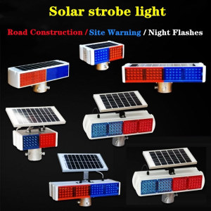 Red Yellow and blue solar warning strobe lights road traffic safety flash lights night construction glare intersection