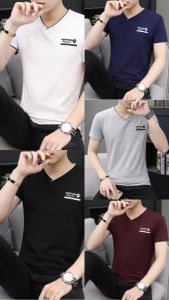 Áo thun nam tay ngắn cổ tim LIVATA dáng basic 5 màu thời trang cá tính trẻ đẹp phong cách áo phông ôm body NA580