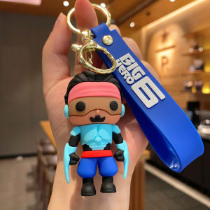 Anime Big Hero 6 Figure Keychain Cute Baymax Hiro Hamada Car Key Accessories Couple Schoolbag Pendent Toy Gift for Children