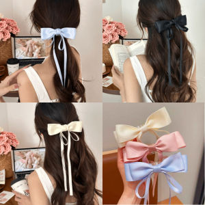 Bow Long Ribbon Hairpin Korean Fashion Elegant Hair Clip Hair Accessories for Sweet Girls