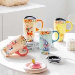 Large Capacity Office Cup with Lid Couples Gift Mug