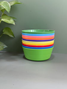 จานพลาสติกสีสันสดใส 20 ชิ้น จานกลมสำหรับเด็กเล็ก อุปกรณ์เรียนรู้สีสันสดใส จานสำหรับเล่นเกมส์เพื่อการศึกษา