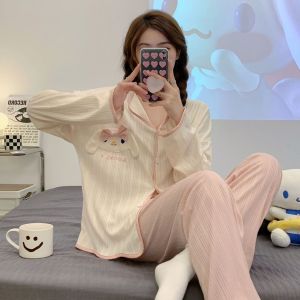 Bộ Ngủ Pyjama Kẻ Sọc Viền Lượn Sóng Cực Xinh