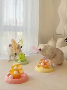 รางบอลแมว ของเล่นแมว ขัดเงาละเอียด ไม่ทำลายเล็บแมว สามารถหมุนได้360องศา วัสดุที่หนาขึ้น แข็งแรงทนทาน ถอดออกได้ ไม้ตกแมว รางบอล4ชั้น มีที่เสียบไม้ตกแมว ลูกบอลแมว