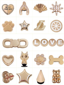 2024 New Advanced Gold Metal Shoe Flower Fit Carluo Chi Crocs Zhibi Star Hole Decoration Accessories