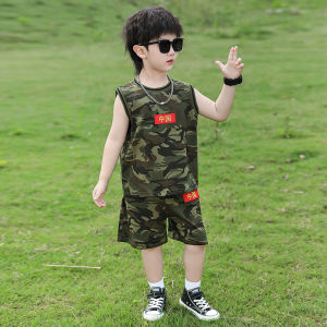 Boys Summer Fashion Camouflage Short Sleeve Shirt And Shorts Set Thin Breathable Cute Little Boy Outfit Sporty Two-Piece Set