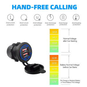 USB QC3.0 ช่องเสียบสวิตช์อะแดปเตอร์ชาร์จ 12/24V สำหรับ ATV รถจักรยานยนต์