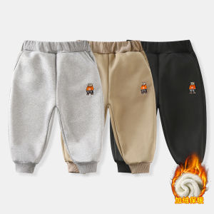 Quần Dài Cotton Dày Lót Lông Cừu Hàn Quốc Cho Bé Trai Mùa Đông Ấm Áp Quần Dài Thể Thao Trẻ Em Quần Áo Trẻ Em
