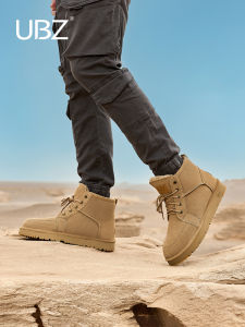 UBZ Waterproof Fleece Lined Short Snow Boots Mens Winter Thick Low Cut Bread Style Cotton Shoes Casual Fashion Boots
