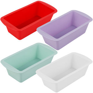 4Pc Silicone Bread Loaf Pan Non Stick Loaf Baking Mold Heat Resistant Silicone Baking Pan Reusable Bread Toast Mold Easy Release