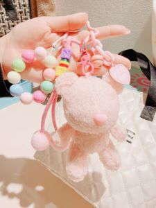 Korean Style Dopaamine Candy Colored Teddy Bear Plush Keychain Bag Charm Accessories Small Gift Soft Toy for Bag Decoration