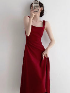 Elegant Red A-Line Halter Dress Womens Summer Design Sensation Birthday Party Dress Vintage Style Midi Skirt for Ladies