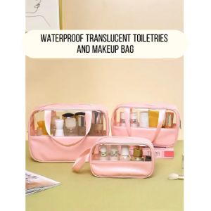 Travel Toiletry Bags 3 Different Size Travel Makeup Bag Waterproof Transparent Cosmetic Bag Travel Organizer Zippered Carry-on Pouch
