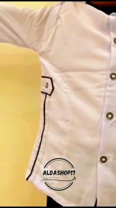 Setelan Baju Koko Anak Laki Laki Lengan Panjang Warna Putih Katun Muslim