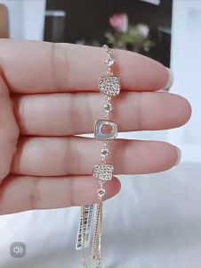 Vòng tay nữ đính đá Doudou Lắc tay mạ bạc sợi mảnh nhiều mẫu kiểu dáng sang chảnh thời trang SZ008