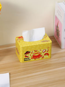 Large Capacity Iron Art Desktop Tissue Box Living Room Cute Pull Tissue Box Storage Box Rectangular Shape Household Organizer