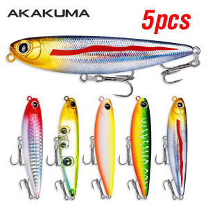 5Pcs Top Water Pencil Fishing Lure 5/6.6/9.1cm Floating Swimbait Wobblers Artificial Hard Bait With 2 Treble Hook For Bass