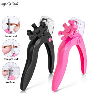 Myyeah กรรไกรตัดเล็บตกแต่งเล็บปลอมปรับขนาดได้รูปตัวยูฝาครอบที่ตัดเล็บป้องกันน้ำกระเซ็นแบบทำมือ