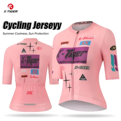 X-TIGER nữ áo đi xe đạp shortsleeve thoáng khí chống tia cực tím quickdry 86% Polyester 14% Spandex 3 rearpockets chống trượt HEM